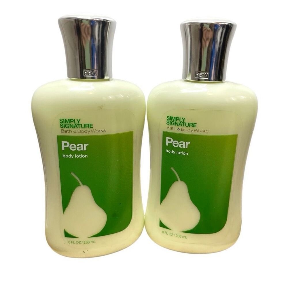 Bath & Body Works Simply Signature Pear Body Lotion 8oz. X 2 RARE Lot Bundle